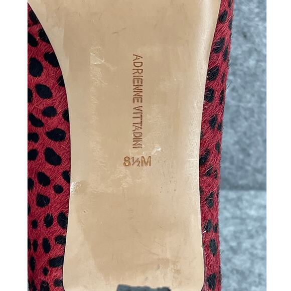Adrienne Vittadini Jackee Red Black Cheetah Fine Leather Pump Heel Women 8.5M - Picture 12 of 13